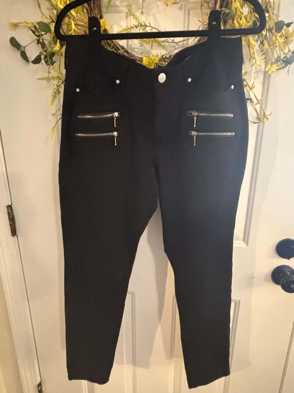 Nine West Gramery Skinny Jeans Size 14 Black Zipper Pockets
